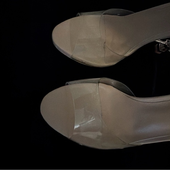 Dsquared2 Blue Crystal Stoned Heels with Metal Lock Embellish on Ankle Strap - Picture 3 of 16